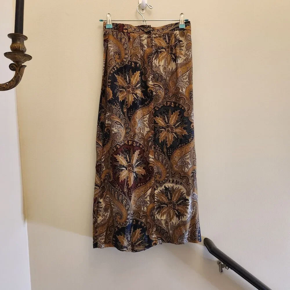 Vtg 90s Y2k Black Floral Maxi Skirt Dark Fairy Whimsigoth Earthy Cottage Baroque - Picture 4 of 8